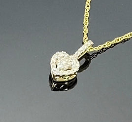 10K YELLOW GOLD .20 CARAT REAL DIAMOND HEART PENDANT NECKLACE WITH YELLOW GOLD CHAIN