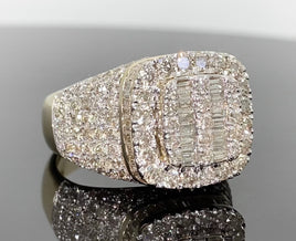 10K YELLOW GOLD 4.25 CARAT MENS REAL DIAMOND ENGAGEMENT WEDDING PINKY RING BAND