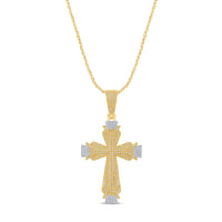 
              10K YELLOW GOLD .75 CARAT 1.75 INCHES REAL DIAMOND CROSS PENDANT CHARM CROSS
            