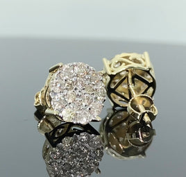 10K YELLOW GOLD 1.25 CARAT MENS WOMENS 9 MM 100% GENUINE DIAMONDS EARRING STUDS