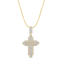 
              10K YELLOW GOLD 3.50 CARAT 2 INCHES REAL DIAMOND MEN CROSS PENDANT CHARM CROSS
            