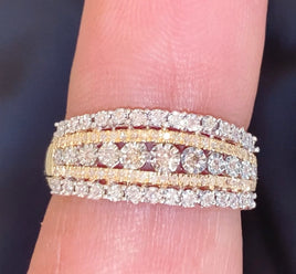 10K YELLOW GOLD .35 CARAT WOMEN REAL DIAMOND RING BAND