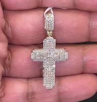 
              10K YELLOW GOLD 1.25 CARAT REAL DIAMONDS 1.50 INCHES CROSS PENDANT
            
