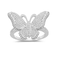 
              10K WHITE GOLD .50 CARAT WOMEN REAL DIAMOND BUTTERFLY RING BAND
            