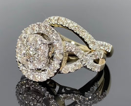 10K YELLOW GOLD 2.25 CARAT REAL DIAMOND ENGAGEMENT RING WEDDING BAND BRIDAL SET