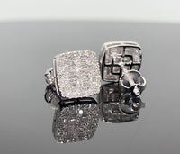 
              10K WHITE GOLD .65 CARAT NATURAL DIAMONDS 8 MM EARINGS STUDS
            