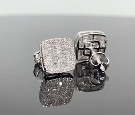 10K WHITE GOLD .65 CARAT NATURAL DIAMONDS 8 MM EARINGS STUDS