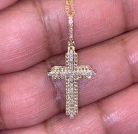 
              10K YELLOW GOLD .40 CARAT REAL DIAMONDS 1.50 INCHES CROSS PENDANT WITH 18" GOLD CHAIN
            