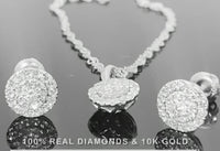 
              10K WHITE GOLD .60 CARAT REAL DIAMOND 7MM EARRINGS & PENDANT NECKLACE SET WITH WHITE GOLD CHAIN
            