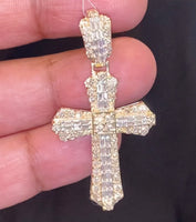 
              10K YELLOW GOLD 2 CARAT 2 INCHES REAL DIAMOND MEN CROSS PENDANT CHARM CROSS
            