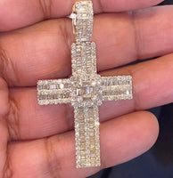
              10K YELLOW GOLD 3.75 CARAT 2.25 INCHES 11.72 GRAMS REAL DIAMOND MEN CROSS PENDANT CHARM CROSS
            